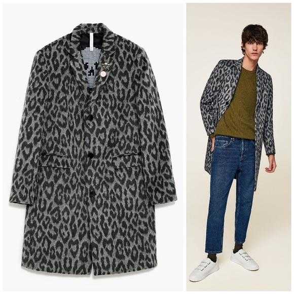 gray leopard print coat